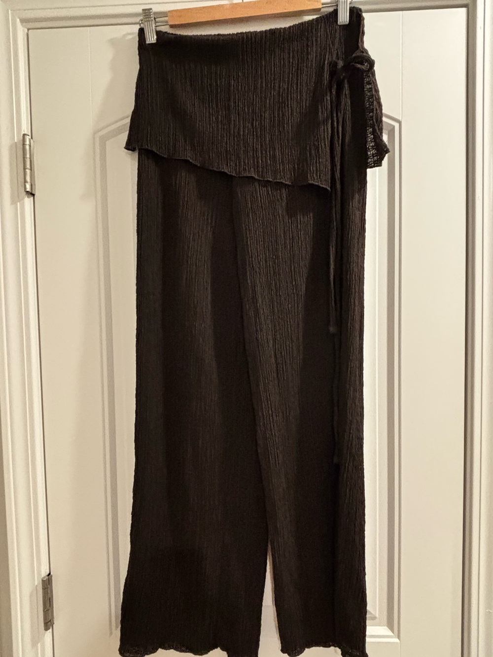 Zara Beown Wide-Leg Wrap Pants with Side Tie